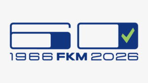 60 Jahre FKM, blaues Logo mit grünem Haken