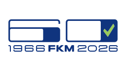 60 Jahre FKM, blaues Logo mit grünem Haken