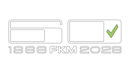 60 Jahre FKM, weißes Log0 mit grünem Haken